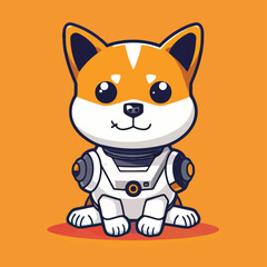  A cute robot Shiba character sketch vector illustration