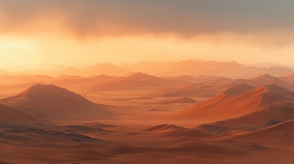 Naklejka premium Desert mountain range at sunset