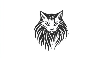 Obraz premium Majestic Maine Coon cat portrait, stylized fur, white background, pet profile