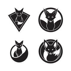 Fennec fox logo bundle illustration, desert animal vector design pack