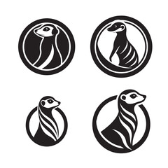 Meerkat logo bundle cute animal vector design illustration