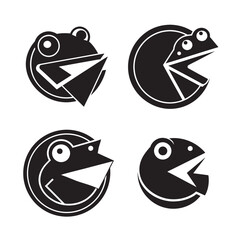 Pacman frog logo bundle cute reptile animal vector design pack