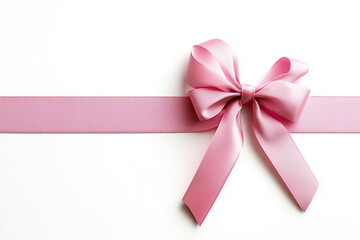 pink ribbon with bow placed vertically, isolated on white background, adds touch of elegance and charm to any gift or decoration