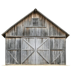 Naklejka premium Rustic Barn: A weathered and timeworn barn, standing proudly, it's aged wooden facade telling tales of rural heritage, set against a background.