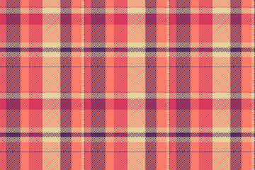 Everyday check tartan plaid, sketching textile vector fabric. List background pattern seamless texture in red and amber colors.
