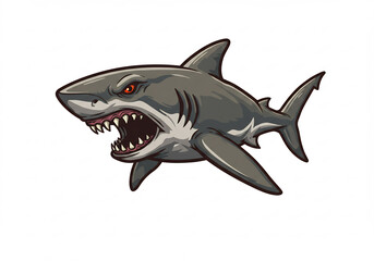 Obraz premium Aggressive Great White Shark Pixel Art Illustration