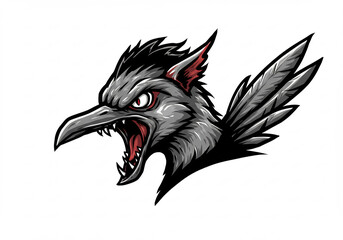 Fototapeta premium Aggressive Grey Bird Pixel Art Profile