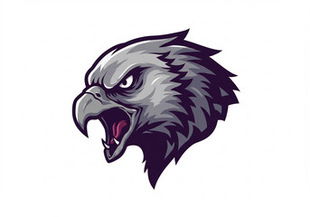 Aggressive Grey Eagle Head Pixel Art Profile