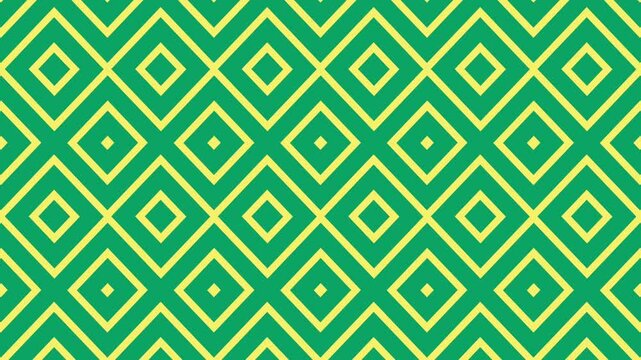 Animated Yellow Square Geometric Kaleidoscope Pattern on Dark Green Background &ndash; Minimal Abstract Symmetry Loop Motion Graphic