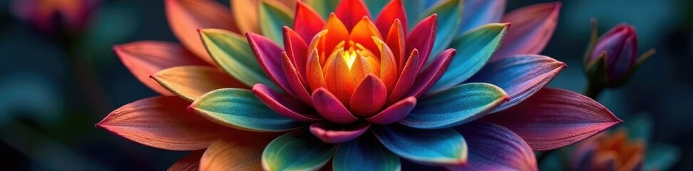 Delicate, swirling colors in dark wooden flower, kaleidoscope, optical illusion