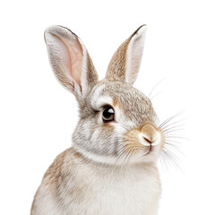 Obraz premium Rabbit Portrait: A close-up portrait of an adorable rabbit with attentive eyes and expressive whiskers, a symbol of gentleness and innocence.