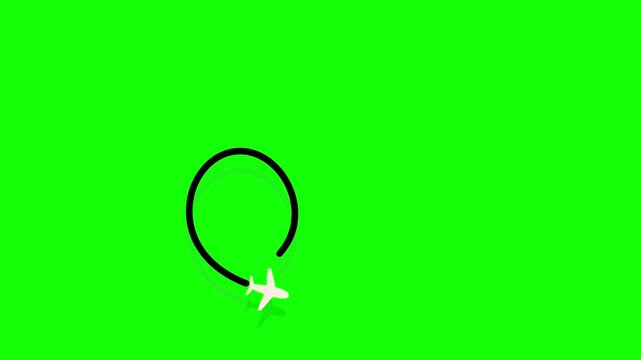 Simple Aircraft Circling in Round Path &ndash; Simple Flat Design Loop Animation on Green Background