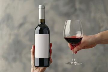 Ultra Hd Visual of a Person is Holding a Bottle of Wine and a Glass of Wine