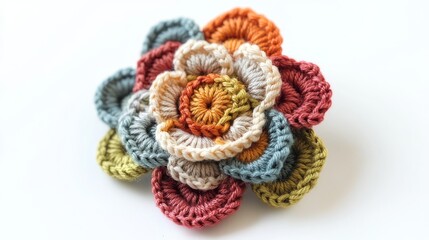 Fototapeta premium a homemade crochet flower on white background