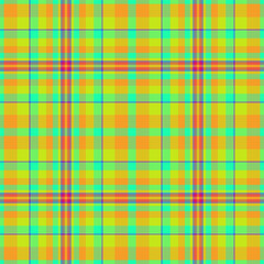Vibrant neon plaid pattern.  Perfect for textile design, website backgrounds, or any project needing a bold, energetic feel. This bright, cheerful graphic represents summer, fun, and optimism.
