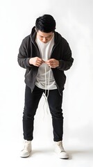 Man is playing with rope