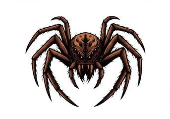 Brown Pixel Art Spider Monster with Multiple Eyes and Sharp Fangs