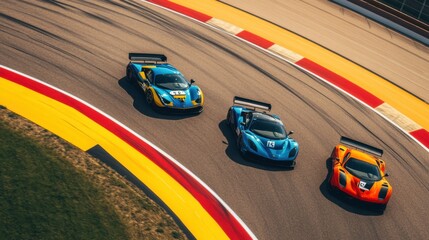 Dynamic Race Cars Navigating Curves on a High-Speed Track