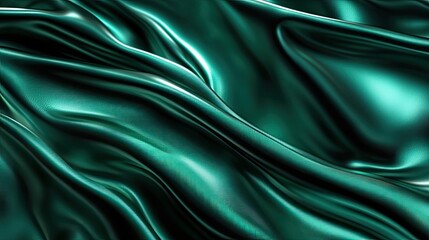 Obraz premium Luxurious Teal Silk Fabric Draped Elegant Smooth Waves Texture Background