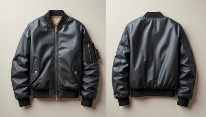 Black Satin Bomber Jacket Mens Fashion Stylish Autumn Outerwear