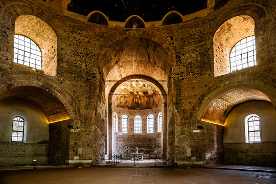 Interior of the Rotonda, a roman, then christian temple, then mosque, now a museum with the early christian mosaics. Thessaloniki, Greece.