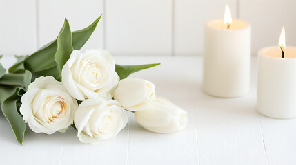  sophisticated white rose and tulip bouquet