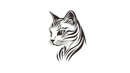 Obraz premium Stylized cat portrait, graphic design, vector art, print media