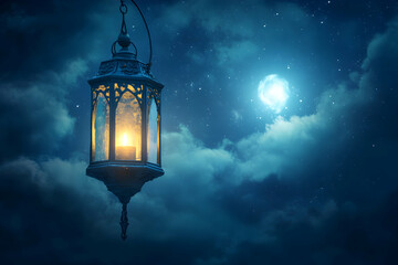 Floating Lantern Lighting Up the Night Sky, Creating a Mystical Atmosphere