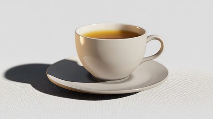 A Warm Cup Of Tea, A Moment Of Quiet Contemplation On A Softly Textured Surface, Bathed In Gentle Light