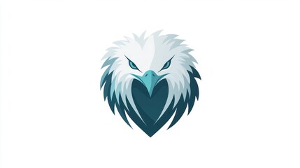Obraz premium Majestic eagle head, sharp gaze, white background, logo design