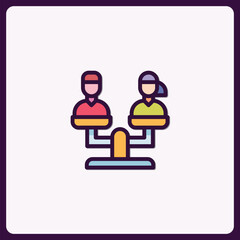 People equality balance concept icon, showcasing gender balance and fairness