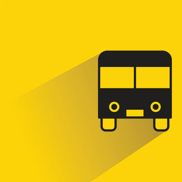 bus icon on shadow yellow background
