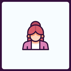 Stylized Icon Representing a Professional Woman with Updo Hairstyle