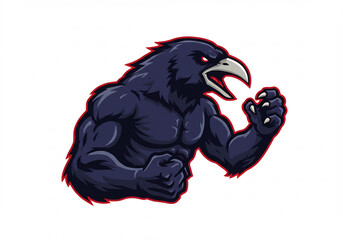 Powerful Anthropomorphic Raven Pixel Art Illustration