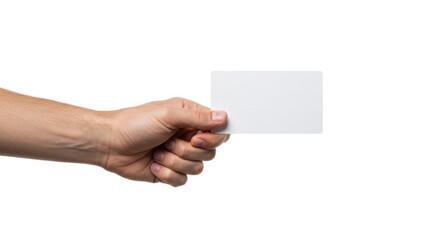 Fototapeta premium A Hand Extends A Blank White Card, Offering A Simple Yet Powerful Message Of Potential And Opportunity Against A Clean White Background
