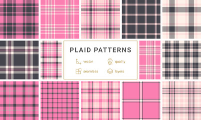 Trendy plaid fabric designs with geometric stripes, offering classic rustic charm for fashionable material prints or decorative backgrounds.