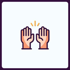 Stylized icon featuring two hands engaged in a high five gesture