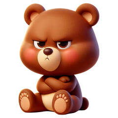 Fototapeta premium Cartoon of a sulking brown bear