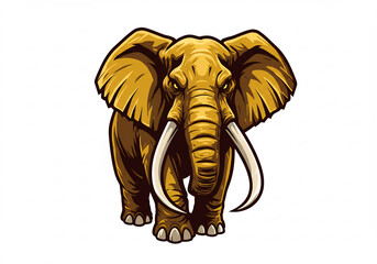 Powerful Golden Pixel Art African Elephant Illustration
