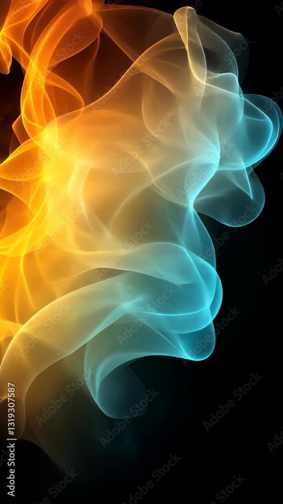 Canvas Prints abstract display of swirling orange and blue smoke against a black background creating a striking vi
