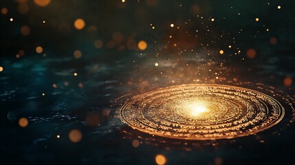 Horizontal Backgrounds A deep bronze-gold gradient with glowing divine Sanskrit texts faintly appearing.