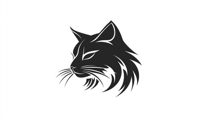 Obraz premium Silhouetted cat head profile, artistic graphic design, for pet-themed products, or print design