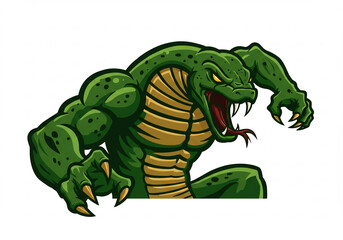 Obraz premium Powerful Green Muscular Snake Pixel Art Illustration