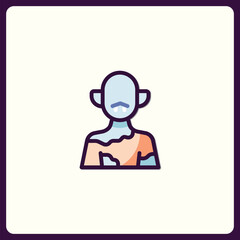 Stylized Zombie Icon with Pale Blue Skin and Simple Facial Features Design