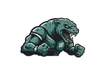 Powerful Green Pixel Art Mascot Roaring