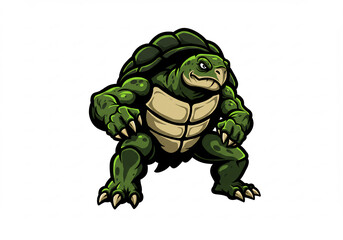 Powerful Green Pixel Art Turtle Character Illustration