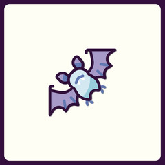 Stylized Cartoon Bat Icon for Halloween and Creative Graphic Design