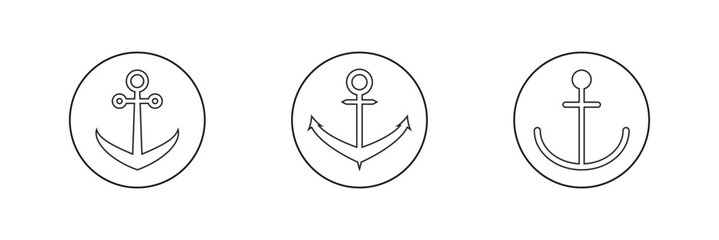 Cartoon Anchor Monochrome Hand Drawn Line Vector