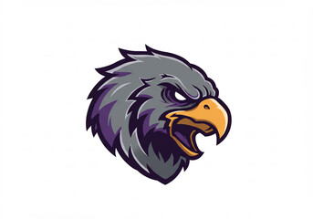Fototapeta premium Powerful Grey Eagle Head Pixel Art Illustration