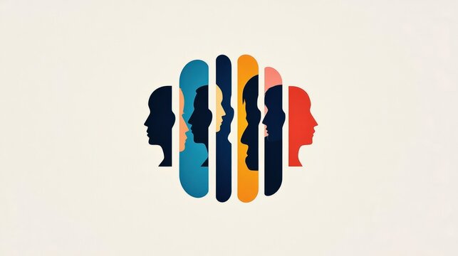 Stylized silhouette of diverse faces representing unity and diversity in culture.
